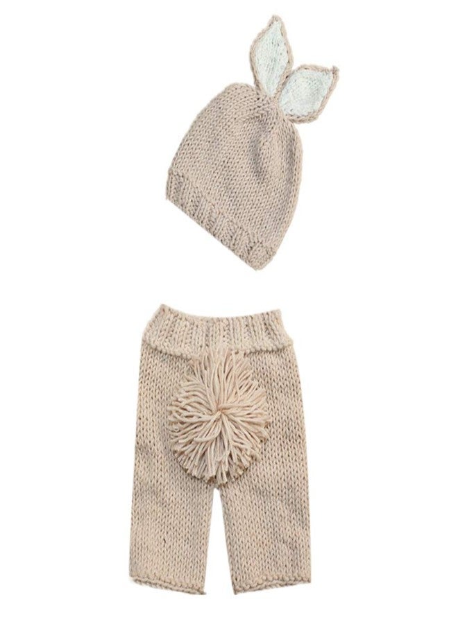 OBEEII Baby Bunny Outfit Easter Photography Prop Crochet Knit Hat Diaper Carrot Set for Boy Girl Hat+Pant+Carrot 02 One Size - Image 3