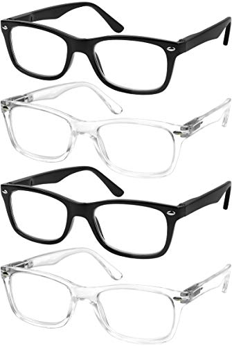 Success Eyewear Reading Glasses Set of 4 Quality Readers Spring Hinge Glasses for Reading for Men and Women Set of 2 Black and 2 Transparent 1.75 - Image 5