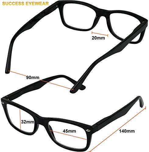 Success Eyewear Reading Glasses Set of 4 Quality Readers Spring Hinge Glasses for Reading for Men and Women Set of 2 Black and 2 Transparent 1.75 - Image 3