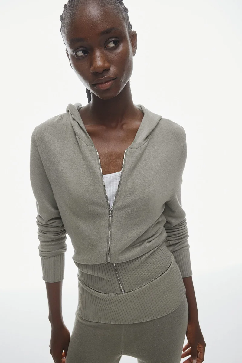 H&M Fine-Knit Zip-Through Hoodie