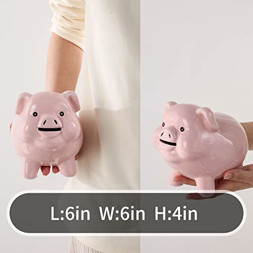 PIG WORLD Ceramic Pig Piggy Bank for Adults Must Break to Open,Girls Coin Bank for Boys,Money Box for Cash Gift,Tip Money Jar,Alcancias De Dinero para Adultos Niños,Cash Saving,Modern Home Decor Living Room - Image 5