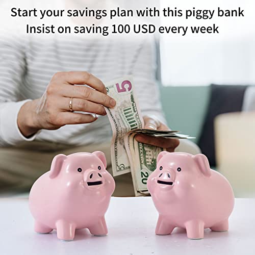 PIG WORLD Ceramic Pig Piggy Bank for Adults Must Break to Open,Girls Coin Bank for Boys,Money Box for Cash Gift,Tip Money Jar,Alcancias De Dinero para Adultos Niños,Cash Saving,Modern Home Decor Living Room - Image 2