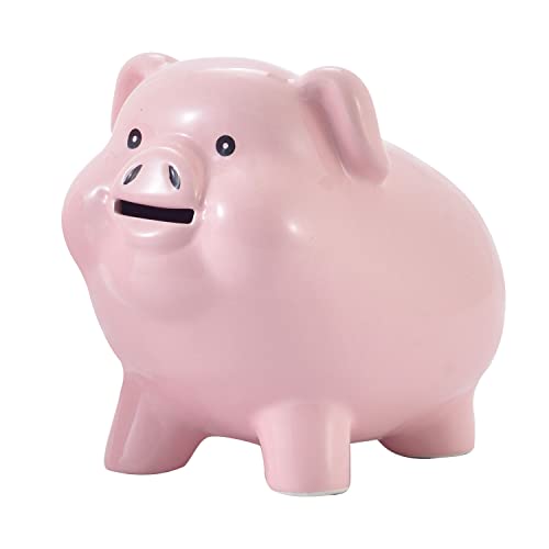 PIG WORLD Ceramic Pig Piggy Bank for Adults Must Break to Open,Girls Coin Bank for Boys,Money Box for Cash Gift,Tip Money Jar,Alcancias De Dinero para Adultos Niños,Cash Saving,Modern Home Decor Living Room - Image 1