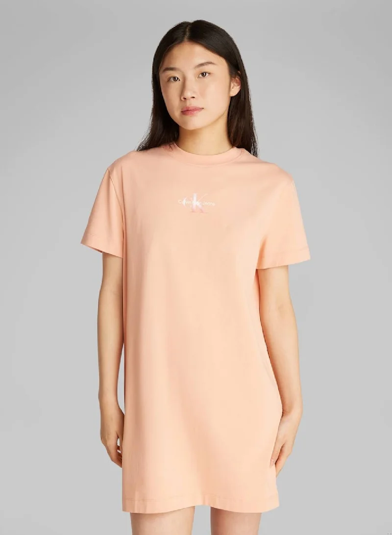 Calvin Klein Jeans Peach Cotton T-Shirt Dress