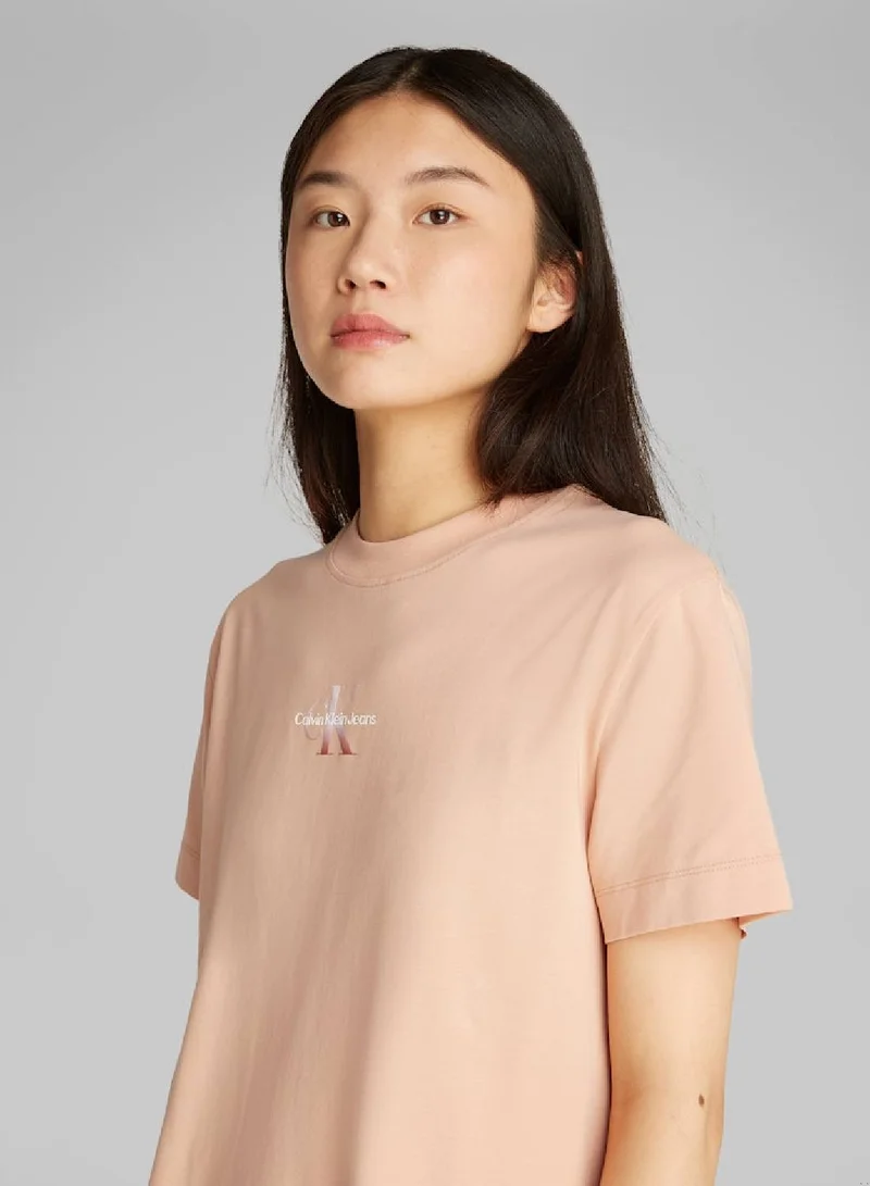 Calvin Klein Jeans Peach Cotton T-Shirt Dress
