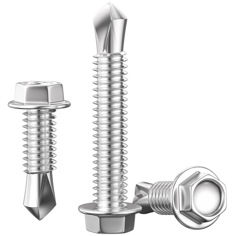 Wensilon (300Pcs) #8Ã—3/4" Hex Washer Head Self Drilling Screws, 410 Stainless Steel Metal SheetScrewsï¼ŒTEK Screws, Sheet Metal Self Tapping Screws - Image 3
