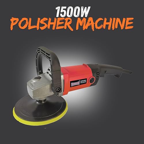 Inditrust Dumdaar 1500W Car Polisher Machine | 180mm | Variable 6-Speed 600-2800 RPM | 100% Copper Winding | D-Handle | Includes Wool Pad + Backing Pad - Image 2