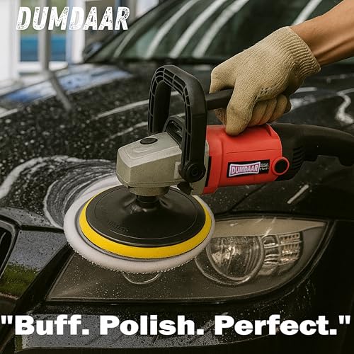 Inditrust Dumdaar 1500W Car Polisher Machine | 180mm | Variable 6-Speed 600-2800 RPM | 100% Copper Winding | D-Handle | Includes Wool Pad + Backing Pad - Image 5