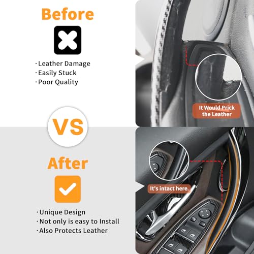 BJchiwu 2pcs Easy to install car Interior Door Pull Handle Grab Cover Fit for BMW 3 Series 320,328,330,335,F30,F31,F34,F80,M3 and 4 Series 418,420,428,435,F32,F36,F82,F83,M4 2012-2018 Left+Right Black - Image 2