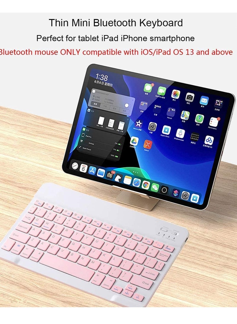 Rechargeable Bluetooth Keyboard and Mouse Combo Ultra-Slim Portable Compact Wireless Mouse Keyboard Set for Android Windows Tablet Cell Phone iPhone iPad Pro Air Mini, iPad OS/iOS 13 and above (Black) - Image 3