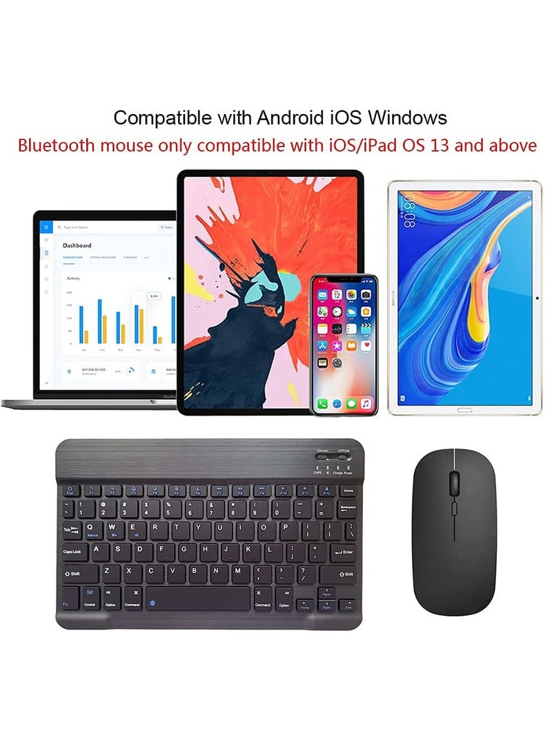 Rechargeable Bluetooth Keyboard and Mouse Combo Ultra-Slim Portable Compact Wireless Mouse Keyboard Set for Android Windows Tablet Cell Phone iPhone iPad Pro Air Mini, iPad OS/iOS 13 and above (Black) - Image 2