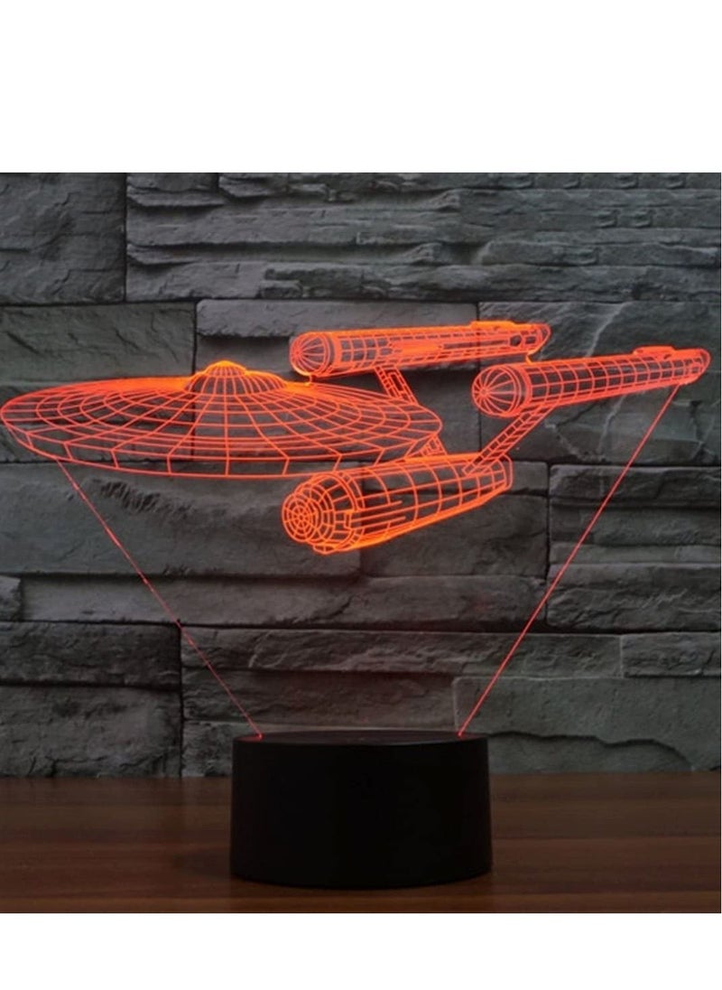 althiqahkey - Star Trek Battleship Style USB Charging 7/16 Colour Discoloration Originative Visual Stereo Lamp 3D Touch Switch Control LED Sluttish Desk Lamp Multicolor Night Light - Image 1