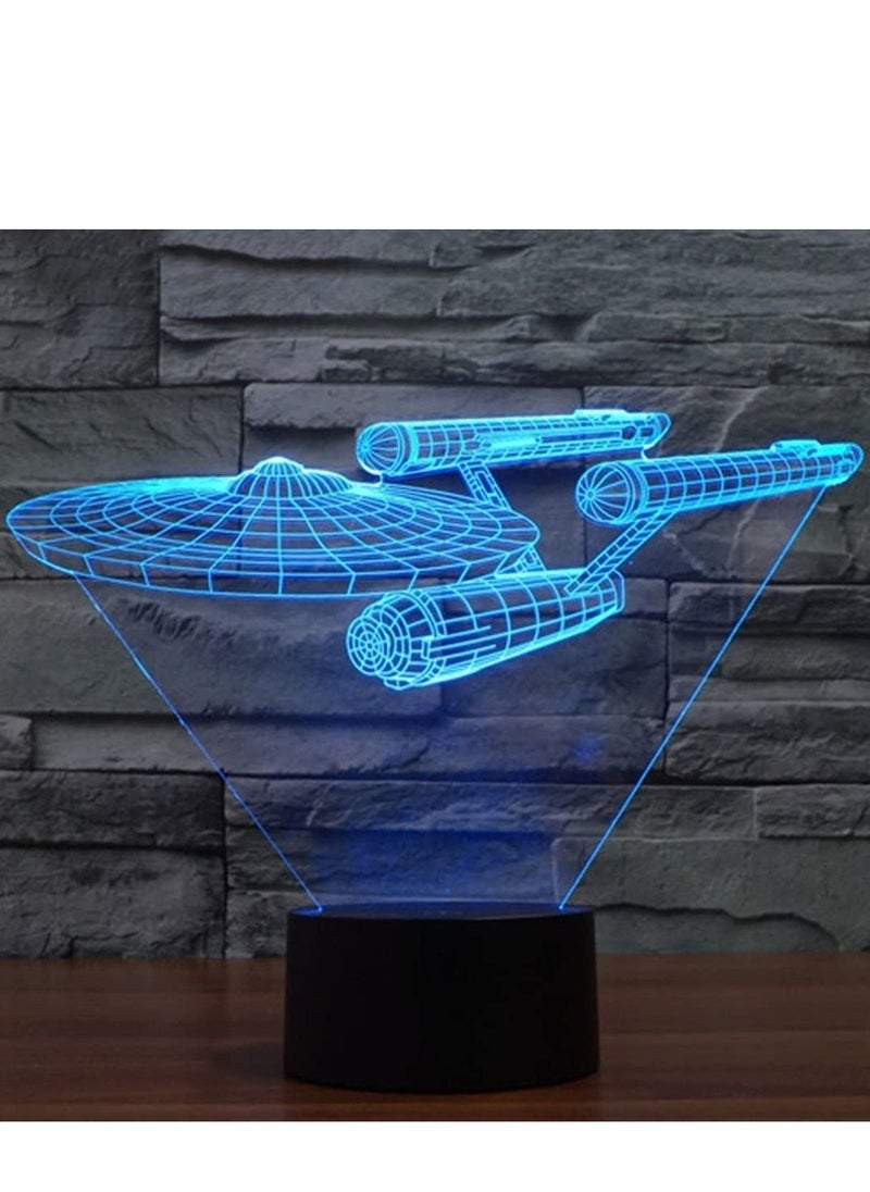 althiqahkey - Star Trek Battleship Style USB Charging 7/16 Colour Discoloration Originative Visual Stereo Lamp 3D Touch Switch Control LED Sluttish Desk Lamp Multicolor Night Light - Image 1