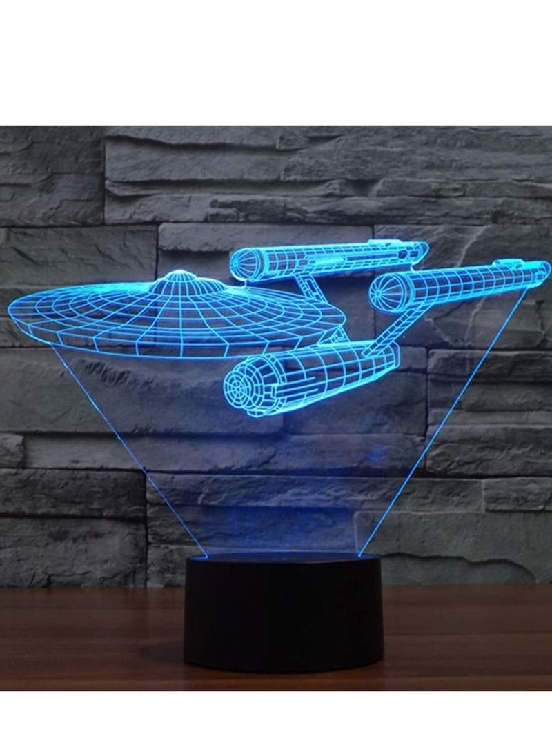 althiqahkey - Star Trek Battleship Style USB Charging 7/16 Colour Discoloration Originative Visual Stereo Lamp 3D Touch Switch Control LED Sluttish Desk Lamp Multicolor Night Light - Image 1