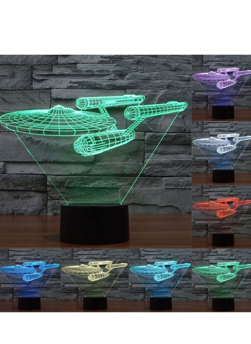 althiqahkey - Star Trek Battleship Style USB Charging 7/16 Colour Discoloration Originative Visual Stereo Lamp 3D Touch Switch Control LED Sluttish Desk Lamp Multicolor Night Light - Image 1