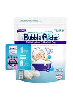 TruKid Bubble Podz Bubble Bath For Baby & Kids Gentle Refreshing Bath Bomb For Sensitive Skin Ph Balance 7 For Eye Sensitivity Natural Moisturizers And Ingredients Yumberry (60 Podz)  - Image 1