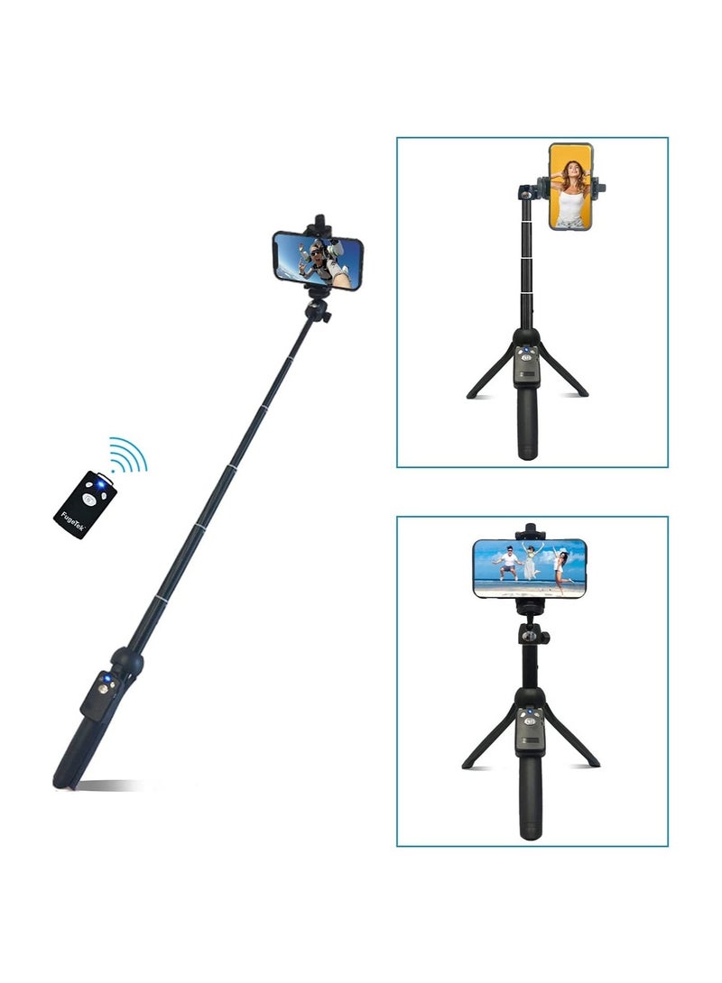 48" Compact Selfie Stick & Tripod – Extendable with Wireless Bluetooth Remote, Lightweight Aluminum, Travel Ready, Compatible with iPhone 14/13/12 Pro, Xs Max, Xr - Image 3