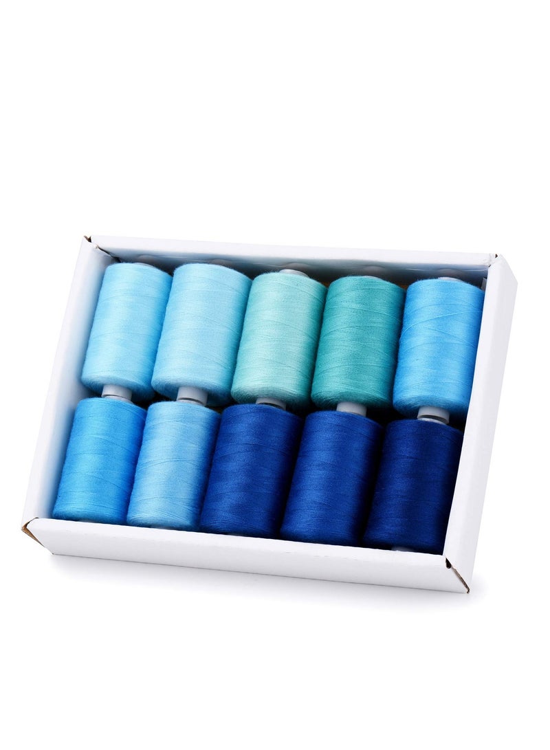SOLARAE Sewing Thread 10 Colors, 1000 Yards Per Spool 40S/2 Polyester 10 Color Sets Options for Sewing Machine,Embroidery Machine,Hand Sewing (10 Blue Colors) - Image 1