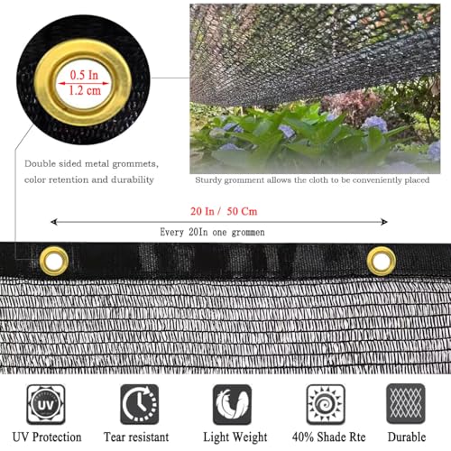 JUNKOGO 40% Shade Cloth for Garden, 10X15 Ft Garden Sun Shade for Plants Heat Protection, Breathable Sunshade Mesh Fabric for Greenhouse, Vegetables, Potted Flowers, Cucumbers, Lettuce, Tomatoes - Image 3