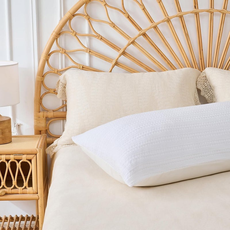 DOWNSTORIA Body Pillow Cover, Boho Decorative Long Body Pillow Pillowcase, Large Lumber Pillowcase, Ultra Soft Microfiber Pillowcase with Envelope Closure 20x54 inch (Boho White) - Image 4