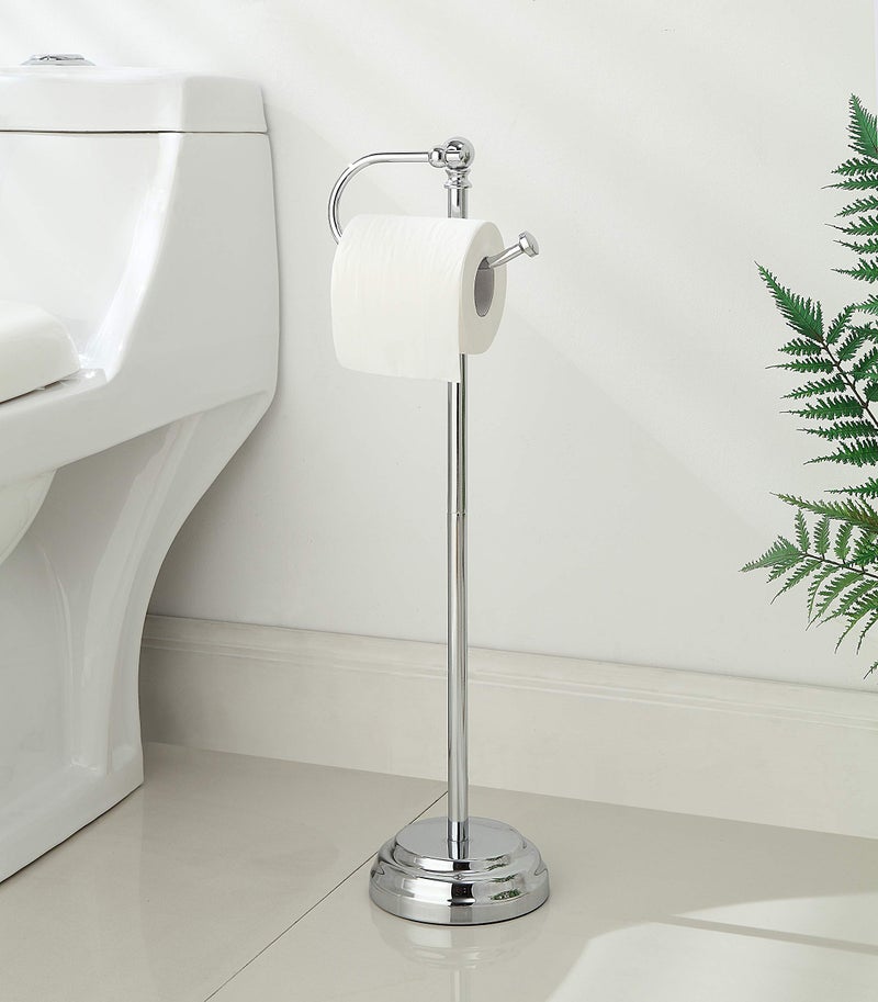 SunnyPoint Classic Bathroom Free Standing Toilet Tissue Paper Roll Holder Stand - Image 2