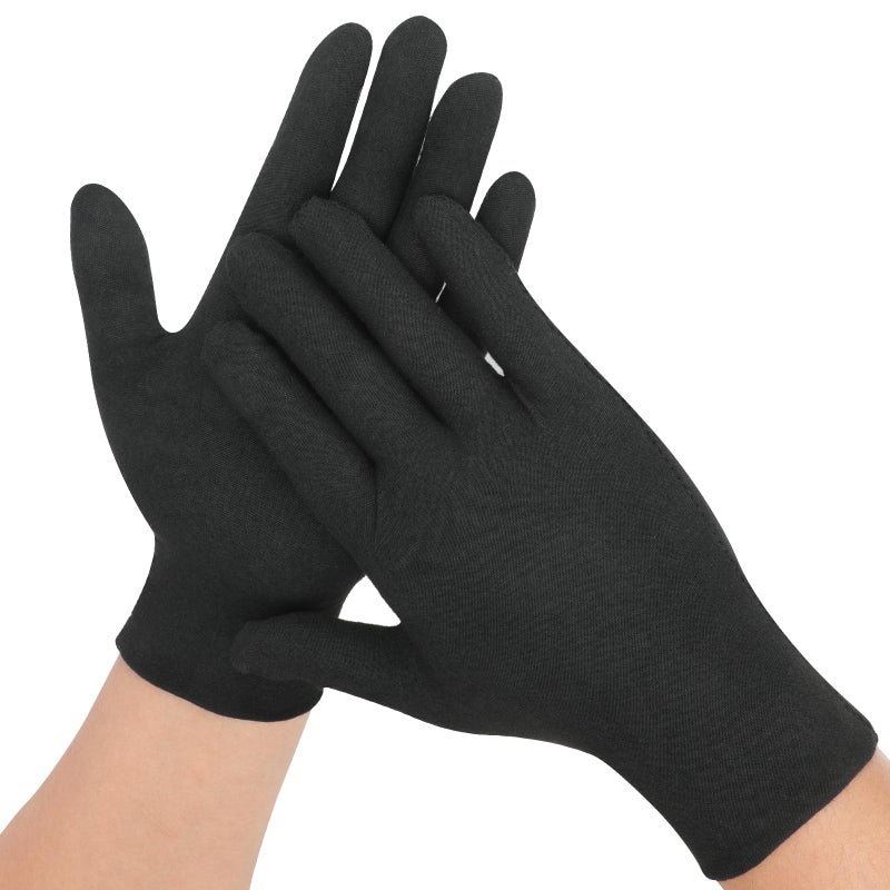 Senkary 10 Pairs Black Cotton Gloves for Men Women, Cloth Work Gloves Liners for Art Handling, Photography, Photo, Coin Jewelry Inspection, Archival, Dry Hands Sleeping, Eczema - Image 3