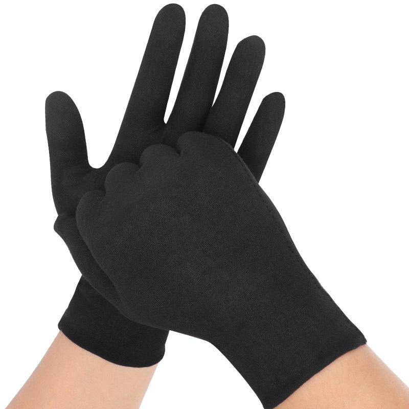 Senkary 10 Pairs Black Cotton Gloves for Men Women, Cloth Work Gloves Liners for Art Handling, Photography, Photo, Coin Jewelry Inspection, Archival, Dry Hands Sleeping, Eczema - Image 1