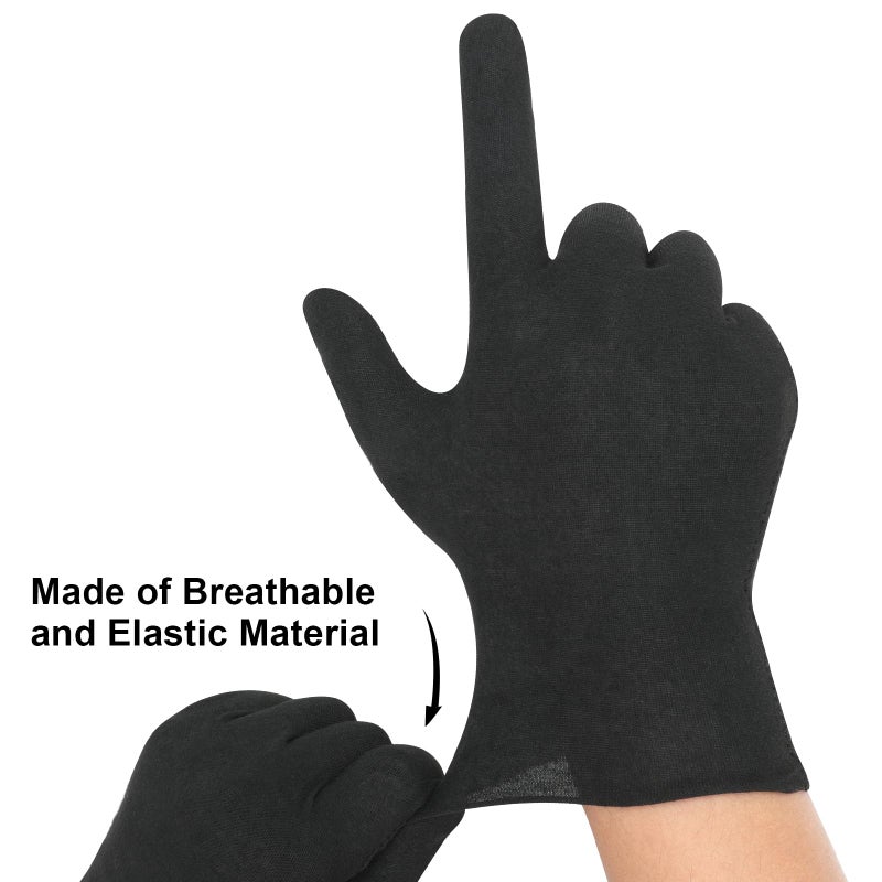 Senkary 10 Pairs Black Cotton Gloves for Men Women, Cloth Work Gloves Liners for Art Handling, Photography, Photo, Coin Jewelry Inspection, Archival, Dry Hands Sleeping, Eczema - Image 5