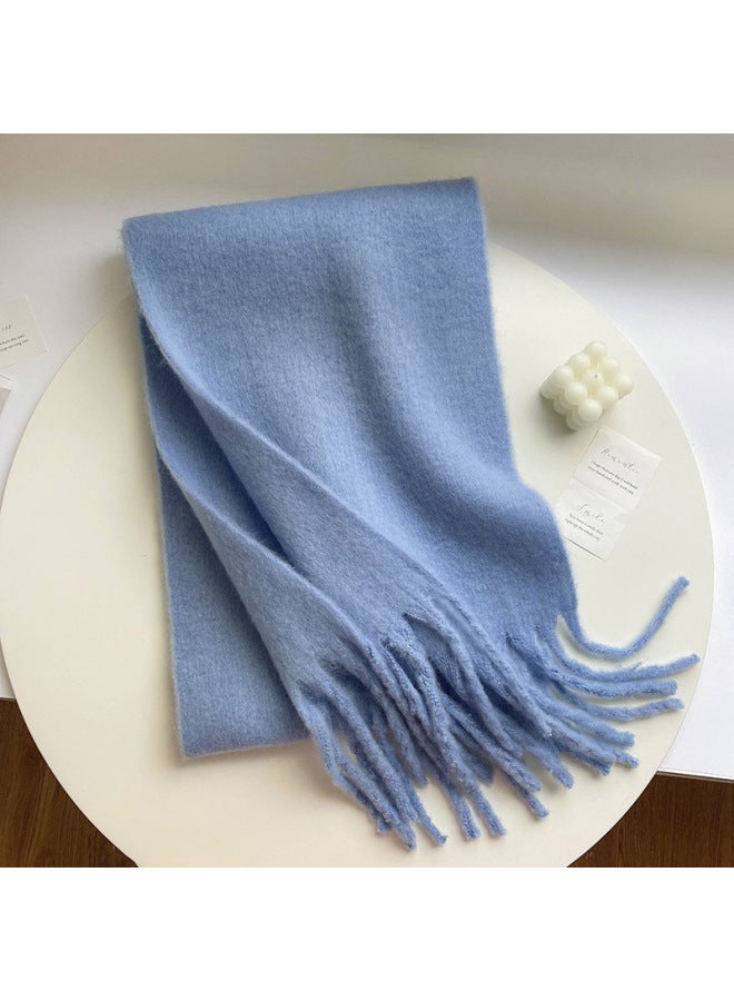 New Soft And Fluffy Solid Color Scarf For Women, Winter Thickened Faux Cashmere Shawl, Korean Style Warm Neck Scarf, Versatile European And American Style