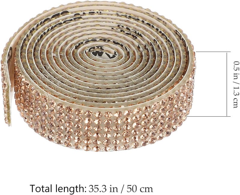 Sparkling Rhinestone Dress Belt Applique with Backing Adhesive, DIY 4 Rolls Light Gold Color 1.3cm Wide Trim for Bridal Waist Accessories and Craft Embellishments - Image 2