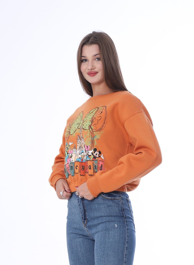 بيبو سويت شيرت نسائي، طباعة جرافيك، أكمام طويلة_طوبي - Image 2