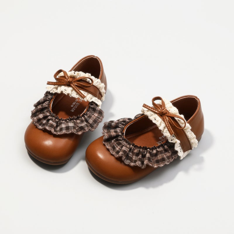 Girls'' Princess Shoes 2026 Spring New Retro Mary Jane Children''s Shoes Fashionable Soft-Soled Baby Girl Leather Shoes - Image 1