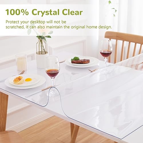 Eisdroma 20 x 72 Inch Clear Table Cover Protector, Clear Table Protector for Dining Room Table, 1.5mm Plastic Table Cover, Waterproof Table Pad for Kitchen, Office - Image 5
