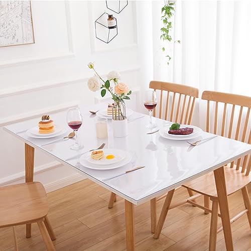 Eisdroma 20 x 72 Inch Clear Table Cover Protector, Clear Table Protector for Dining Room Table, 1.5mm Plastic Table Cover, Waterproof Table Pad for Kitchen, Office - Image 2