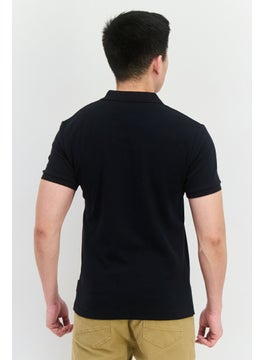 French Connection Men Regular Fit Brand Logo Short Sleeves Polo Shirt, Black  - Image 3