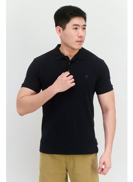 French Connection Men Regular Fit Brand Logo Short Sleeves Polo Shirt, Black  - Image 1