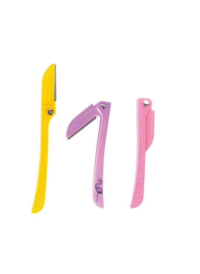 FLAMINGO For Shaving Facial Body Hair,1 Pack/3 Piece Feather Razor For Face and Body Shaving, Removes The Fine Hairs From The Eyebrow Neck and Face, Folding Blade Design, Capable of 180 Degree Rotation, Suitab  - Image 4