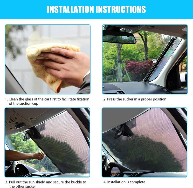 HERIOS Car Side Window Sun Shade | Retractable Car Roller Sunshade for Kids | Baby Car Window Shades for UV and Sun Glare Protection Baby Car Travel Accessories | (53 * 140CM) - Image 5