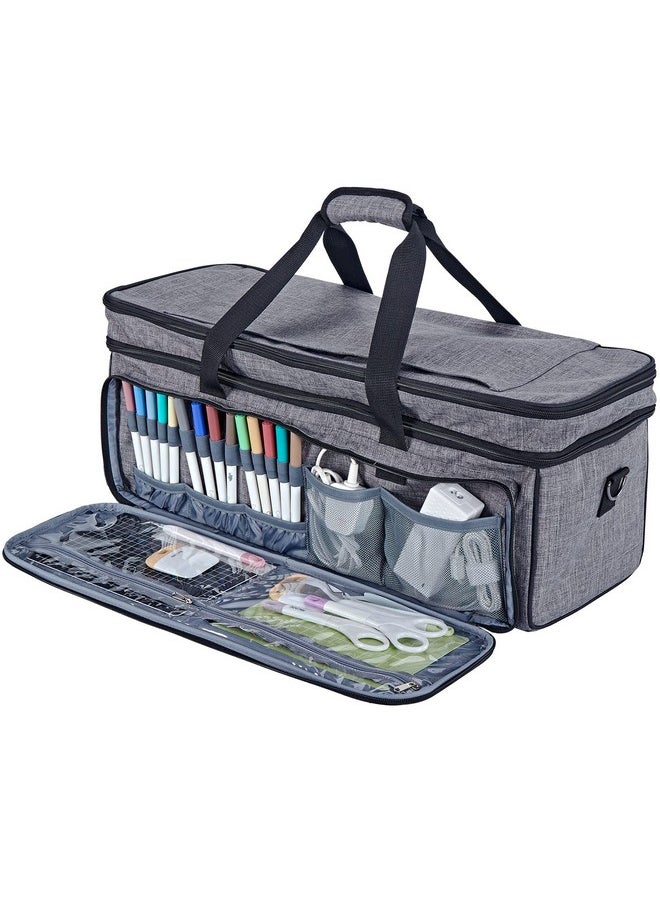 HOMEST - Double Layer Carrying Case With Mat Pocket For Cricut Maker 3 Cricut Explore Air 2 Cricut Maker Cricut Explore 3 Multi Front Pockets For Accessories And Supplies Grey - Image 1