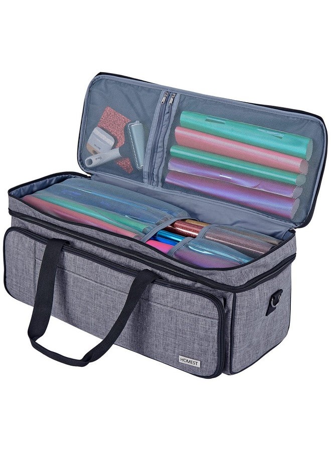 HOMEST - Double Layer Carrying Case With Mat Pocket For Cricut Maker 3 Cricut Explore Air 2 Cricut Maker Cricut Explore 3 Multi Front Pockets For Accessories And Supplies Grey - Image 1