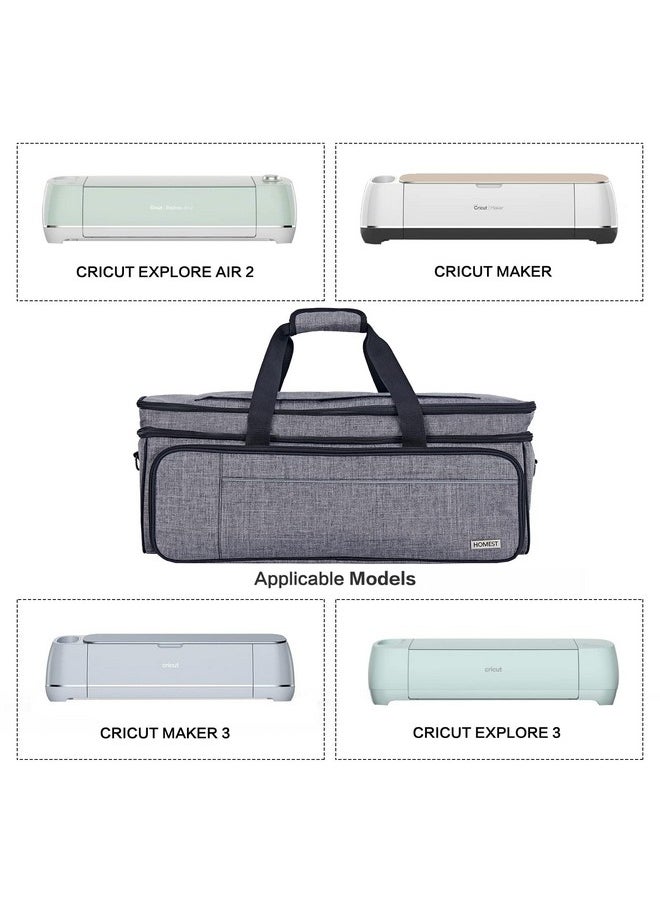 HOMEST - Double Layer Carrying Case With Mat Pocket For Cricut Maker 3 Cricut Explore Air 2 Cricut Maker Cricut Explore 3 Multi Front Pockets For Accessories And Supplies Grey - Image 1