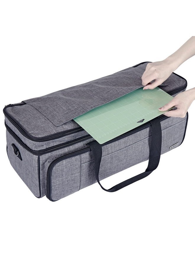 HOMEST - Double Layer Carrying Case With Mat Pocket For Cricut Maker 3 Cricut Explore Air 2 Cricut Maker Cricut Explore 3 Multi Front Pockets For Accessories And Supplies Grey - Image 1