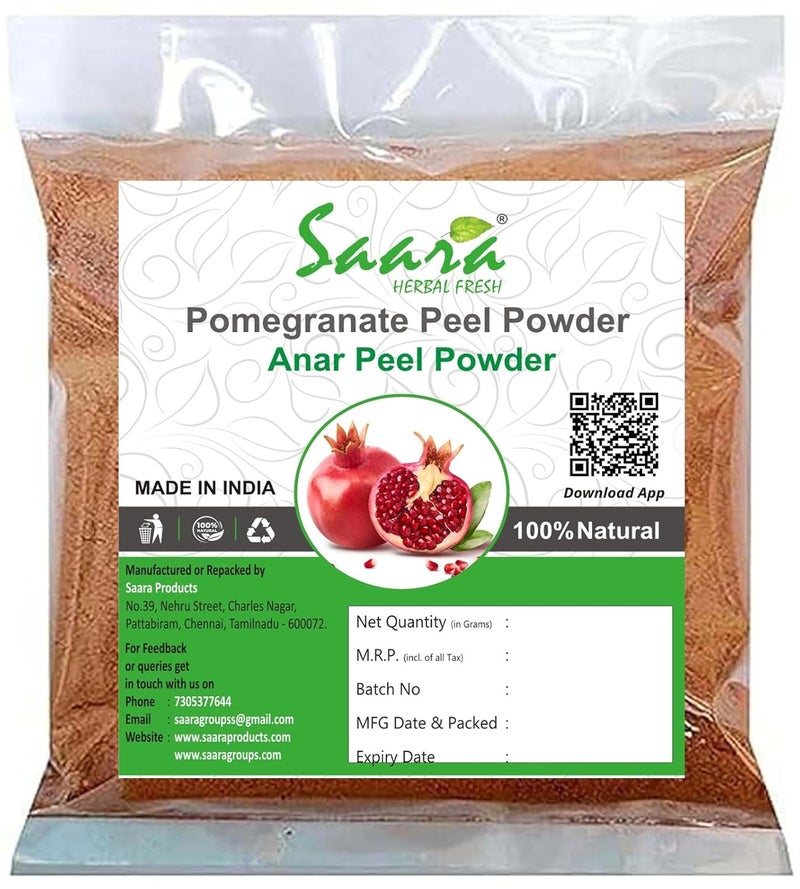 Saara HERBAL FRESH Pomegranate Peel Powder 400g Madhulai Anardana Powder For Face Skin Hair Anar Chilka Powder 400g pack of 4 x 100g - Image 1
