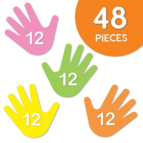 FreshCut Crafts 48 Piece Handprint Neon Cutouts with IDEA Guide, US Made 2-Sided Brightly Colored Card Stock Punch Out Handprint Paper Accents for Bulletin Boards, Classroom Decor, Back to School & DIY Crafting - Image 5