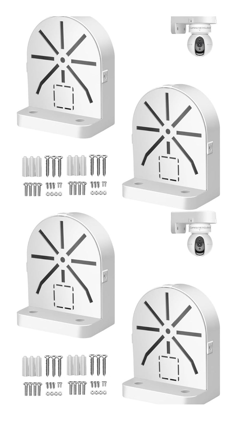 حامل تركيب L-Type صغير من PVC للتثبيت على الحائط داخليًا وخارجيًا لكاميرات CCTV الأمنية HD، IP، كاميرات الدوم، الكاميرات الرصاصية، وكاميرات PTZ الصغيرة (عبوة من 4 قطع)