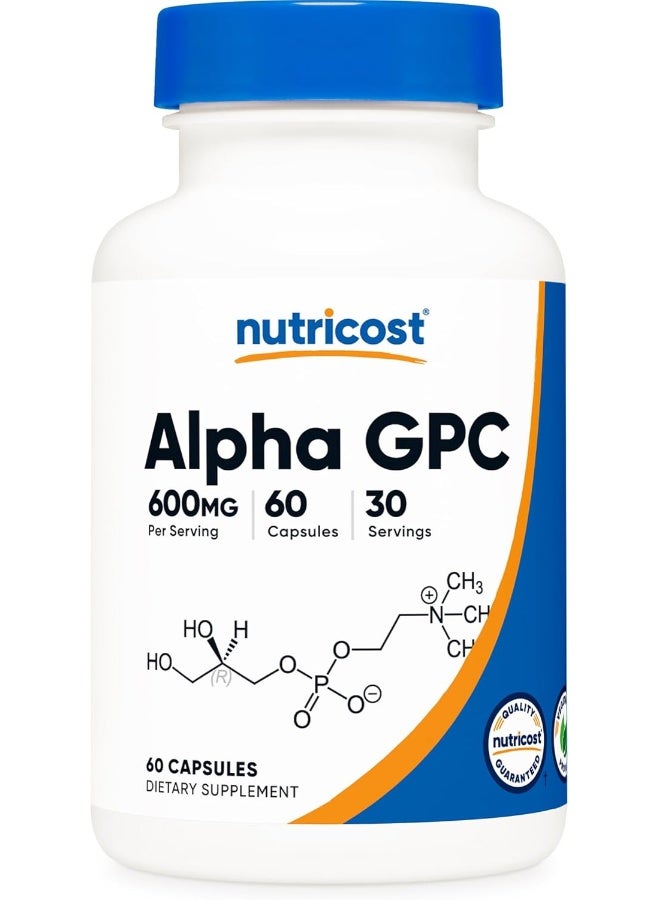 Nutricost Alpha GPC 600mg, 60 Vegetarian Capsules - Non-GMO and Gluten Free, 300mg Per Capsule - Image 1
