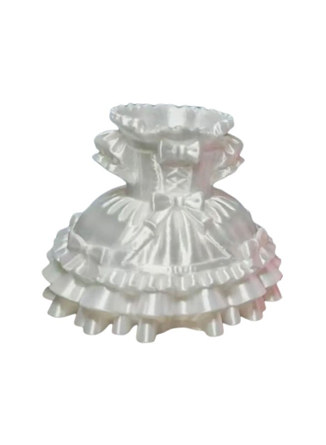 3D Printed White Dress Desktop Pen Holder and Makeup Brush Organizer for Girls Room - Image 2