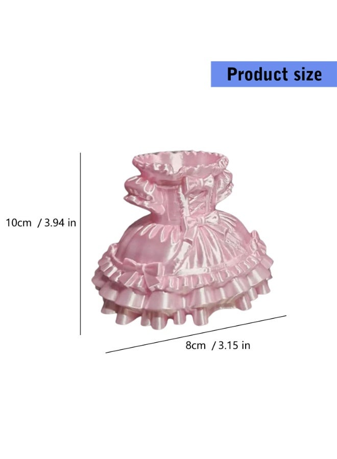3D Printed White Dress Desktop Pen Holder and Makeup Brush Organizer for Girls Room - Image 3
