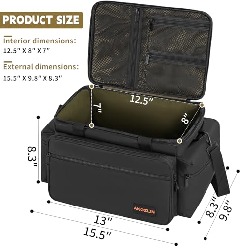 AKOZLIN Cable File Bag DJ Gig Bag Cord Organizer Case with Detachable Dividers for LaptopDJ Gear Sound Instrument and Music Equipment Accessories Black Green - Image 3