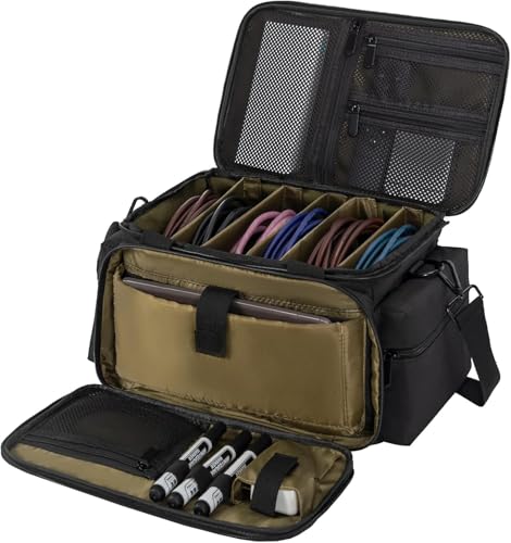 AKOZLIN Cable File Bag DJ Gig Bag Cord Organizer Case with Detachable Dividers for LaptopDJ Gear Sound Instrument and Music Equipment Accessories Black Green - Image 1